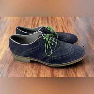 Johnston & Murphy Mens 12M 20-6749 Blue With Green Accents Sheepskin Dress Shoes